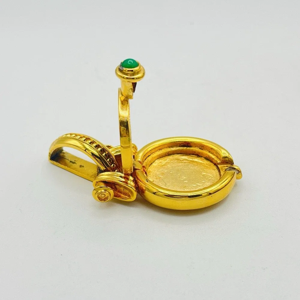 Vintage Tova Beverly Hills Gold Pendant Reversible Perfume Holder Powder Compact